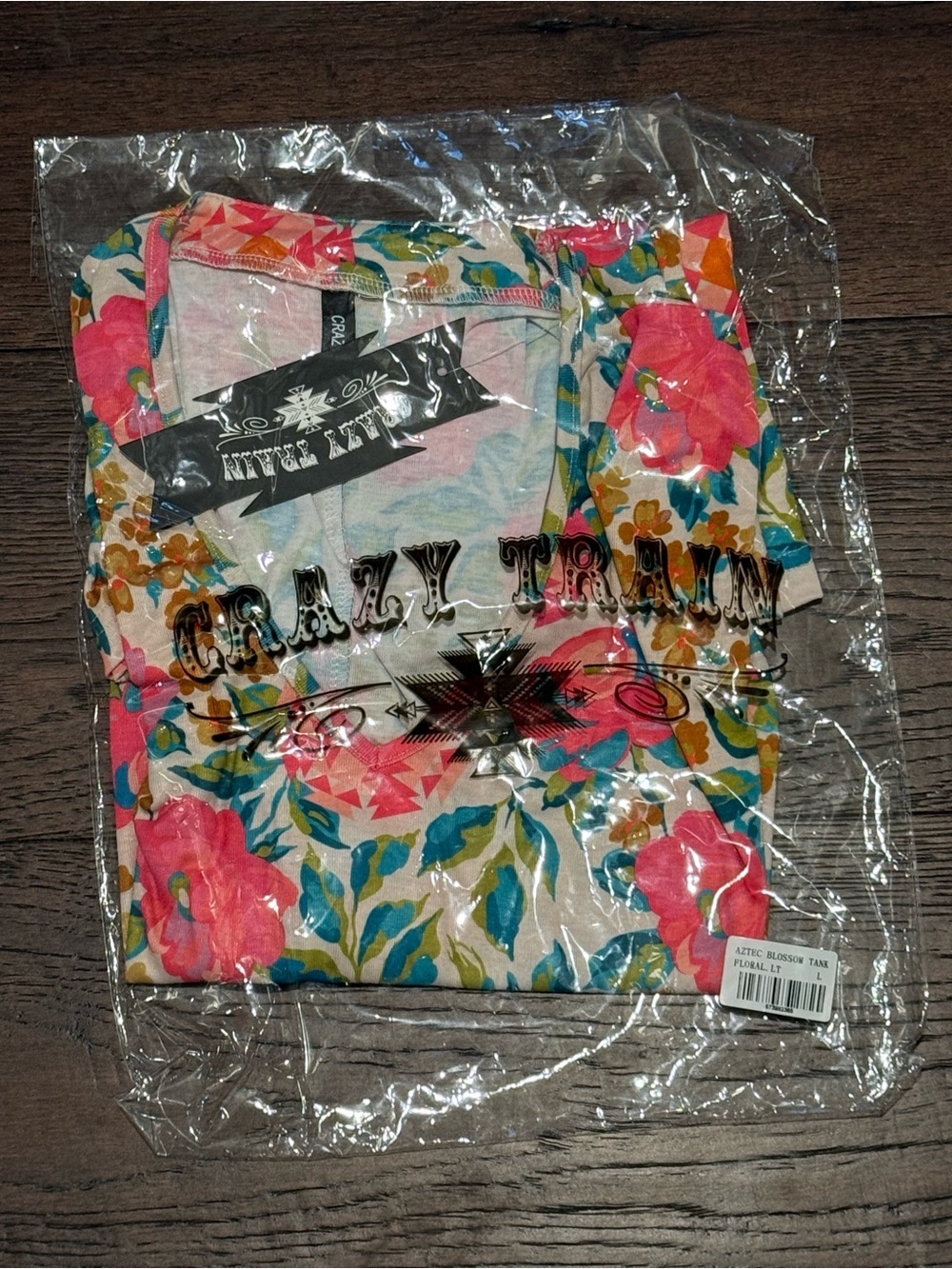 Crazy Train Bright Floral V-Neck Tank Top - Pink, Teal & Orange - Picture 4 of 4